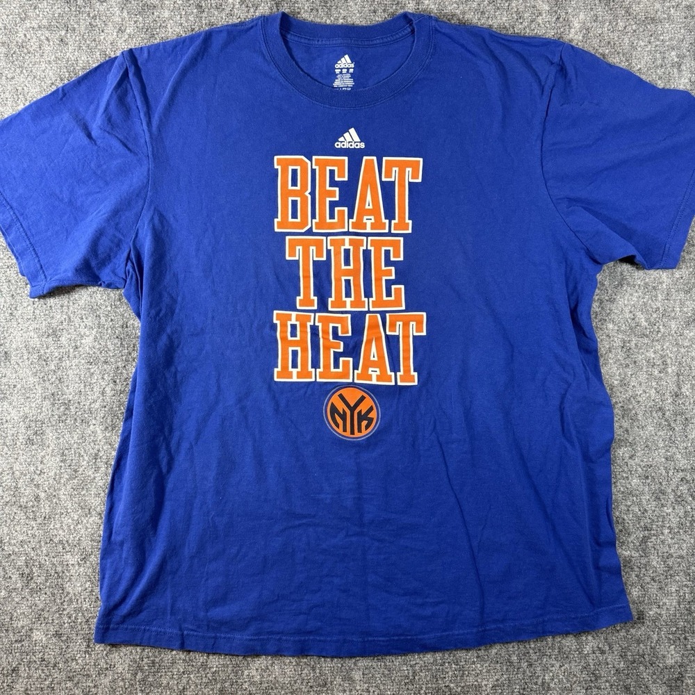 New York Knicks Shirt Mens 2XL Blue NBA Basketball Adidas Graphic Tee T Shirt